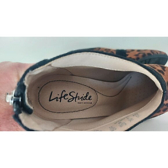 LifeStride Womens Glamour Leopard Ankle Boots Brown Black Pointed Toe/NWOB, Size - Picture 10 of 11